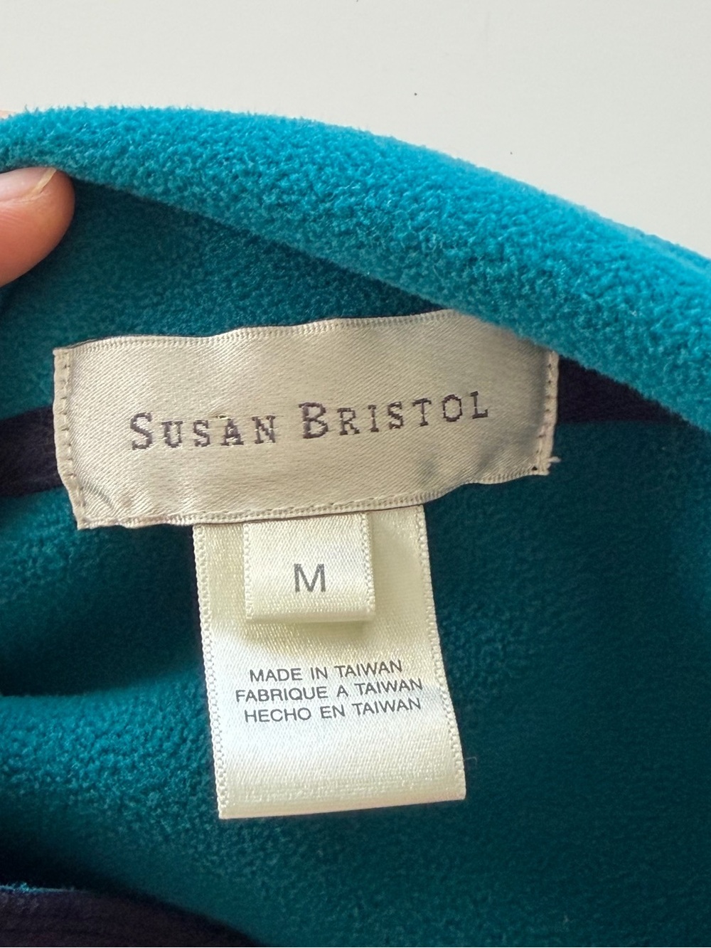 Vintage 1990s Susan Bristol Colorblock Fleece Jacket Coat Medium Retro. - Picture 8 of 11